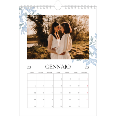 Calendario personalizzato A4 — Floreale elegante [Gennaio]