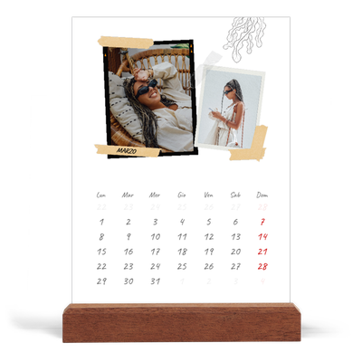 Calendario con supporto in legno verticale  — Album ricordi con stile [Marzo]