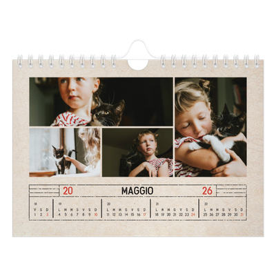 Calendario fotografico A5 — Effetto timbro artigianale [copertina]