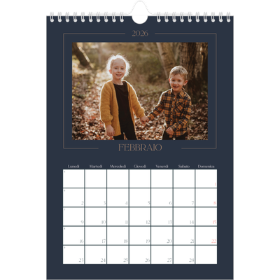 Calendario personalizzato A4 — Blu prussiano [Febbraio]