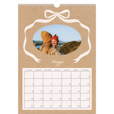 Calendario A3 verticale — Kraft e fiocco [copertina]