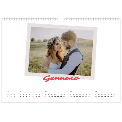 Calendario A3 orizzontale  — Firmato in cremisi [Gennaio]