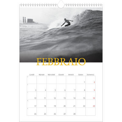 Calendario A3 verticale — Stile tradizionale [Febbraio]