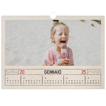 Calendario Fotografico A3 Orizzontale — Effetto timbro artigianale
