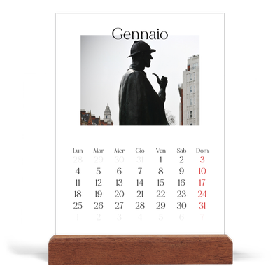 Calendario con supporto in legno verticale  — Il mio diario di viaggio [Gennaio]