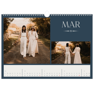 Calendario A3 orizzontale  — Ardesia e grazie [Marzo]