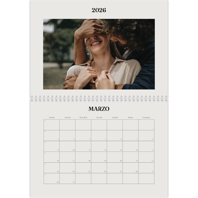 Calendario A4 Doppio — Avorio semplice [Marzo]
