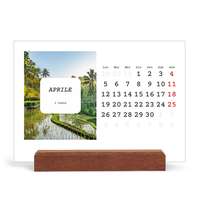 Calendario con supporto in legno orizzontale  — Tutta la storia [Aprile]