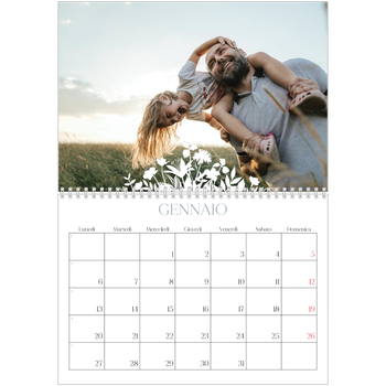 Calendario A4 Doppio — Motivo floreale