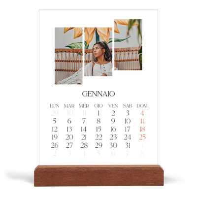 Calendario con supporto in legno verticale  — Mosaici di viaggio [Gennaio]