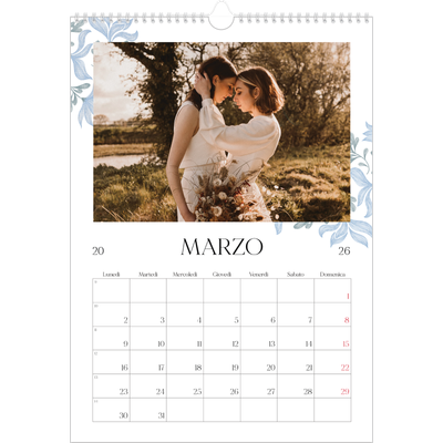 Calendario A3 verticale — Floreale elegante [Marzo]