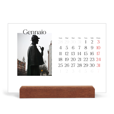Calendario con supporto in legno orizzontale  — Il mio diario di viaggio [Gennaio]