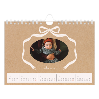 Calendario fotografico A5 — Kraft e fiocco [Gennaio]