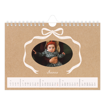 Calendario Fotografico A5 Orizzontale — Kraft e fiocco