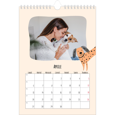 Calendario personalizzato A4 — Zampette di cane e scarabocchi [Aprile]
