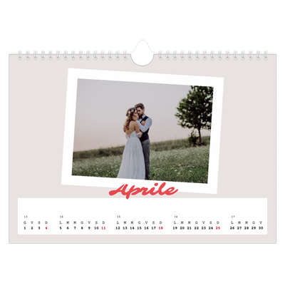 Calendario fotografico A4 — Firmato in cremisi [Aprile]