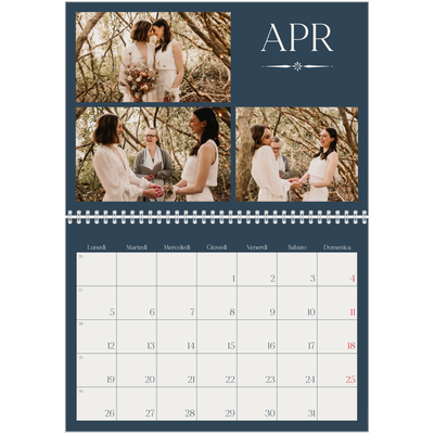 Calendario A4 Doppio — Ardesia e grazie [Aprile]