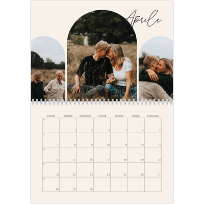 Calendario A4 Doppio — Ricordi ad arco [Aprile]