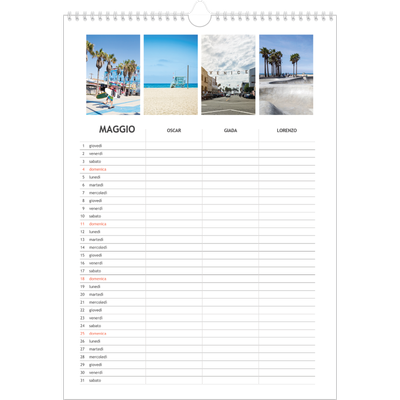 Calendario famiglia A3 verticale — Calendario semplice - Famiglia di 3 [copertina]