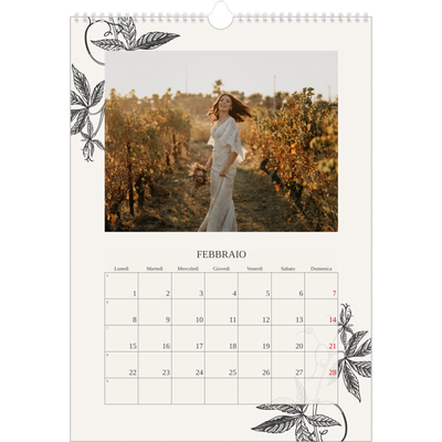 Calendario A3 verticale — Inchiostro e edera [Febbraio]