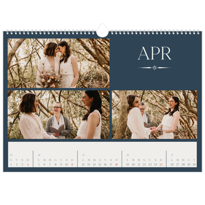 Calendario A3 orizzontale  — Ardesia e grazie [Aprile]
