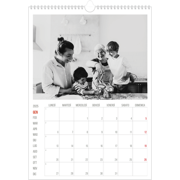 Calendario personalizzato A3 — Evidenziazioni rosse