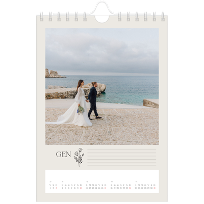 Calendario fotografico A5 — Iniziali in fiore [Gennaio]