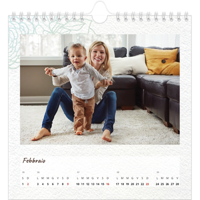 Calendari quadrati — Carta da regalo floreale [Febbraio]