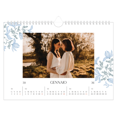 Calendario fotografico A4 — Floreale elegante [Gennaio]