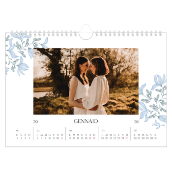Calendario Fotografico A4 Orizzontale — Floreale elegante