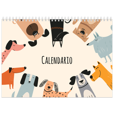 Calendario A4 Doppio — Zampette di cane e scarabocchi [copertina]