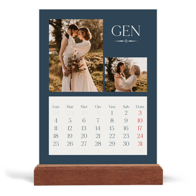 Calendario con supporto in legno verticale  — Ardesia e grazie [Gennaio]