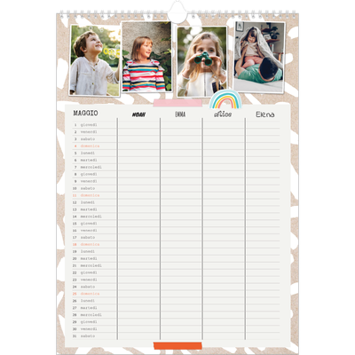 Calendario famiglia A3 verticale — Calendario rustico - Famiglia di 4 [copertina]