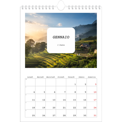 Calendario personalizzato A4 — Tutta la storia [Gennaio]