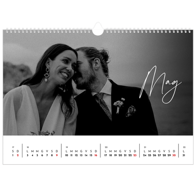 Calendario A3 orizzontale  — Scrittura elegante [Maggio]