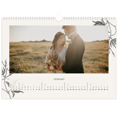 Calendario A3 orizzontale  — Inchiostro e edera [Gennaio]