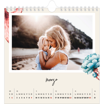 Calendari quadrati — Fiori dipinti [Marzo]