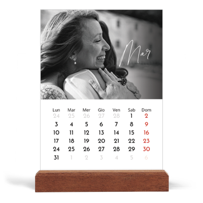 Calendario con supporto in legno verticale  — Scrittura elegante [Marzo]