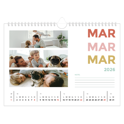 Calendario fotografico A4 — Tipo colorato [Marzo]