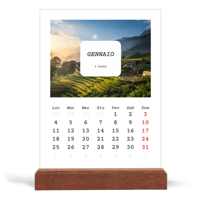 Calendario con supporto in legno verticale  — Tutta la storia [Gennaio]