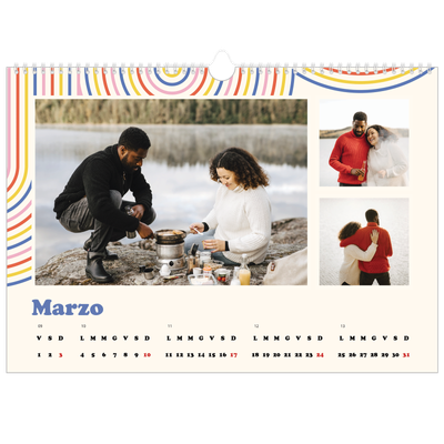 Calendario A3 orizzontale  — Strisce retro [Marzo]