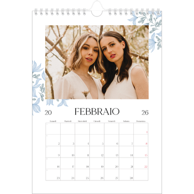 Calendario personalizzato A4 — Floreale elegante [Febbraio]