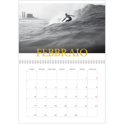 Calendario A4 Doppio — Stile tradizionale [Febbraio]