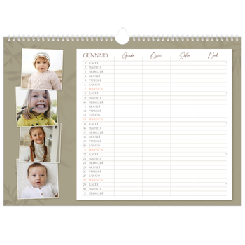 Calendario Fotografico A3 Orizzontale — Calendario terra a terra - Famiglia di 4