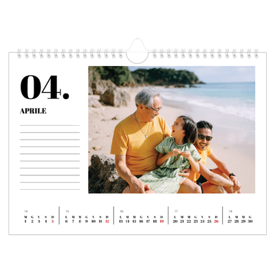 Calendario fotografico A4 — Serif e momenti [Aprile]