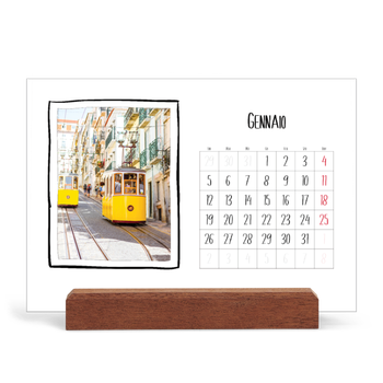 Calendario con supporto in legno orizzontale — Istantanee da album