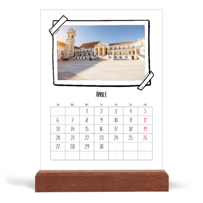 Calendario con supporto in legno verticale  — Istantanee da album [Aprile]