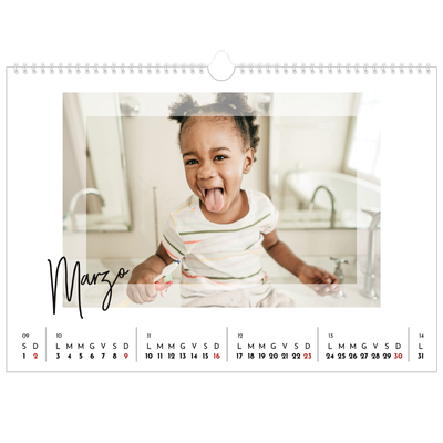 Calendario A3 orizzontale  — Cornice trasparente [Marzo]