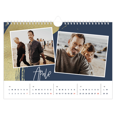 Calendario fotografico A4 — Sfondi spazzolati d'oro [Aprile]