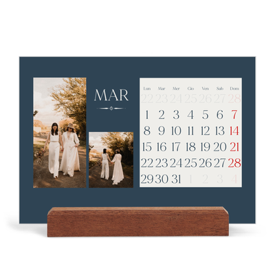 Calendario con supporto in legno orizzontale  — Ardesia e grazie [Marzo]